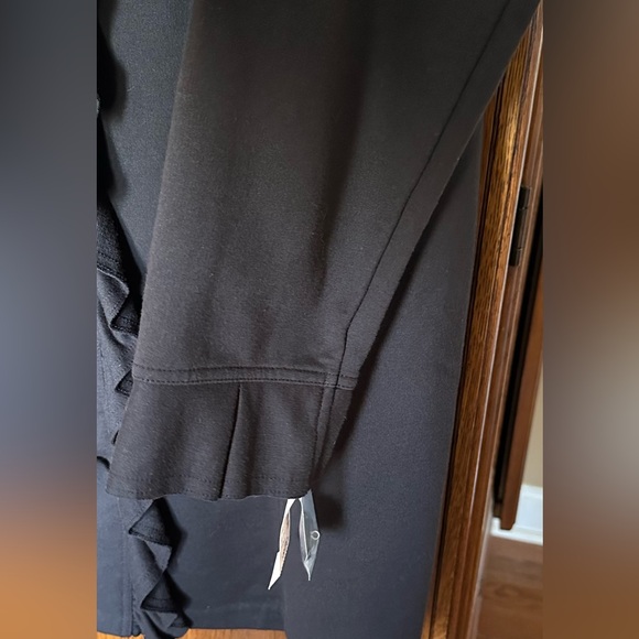 Black Ruffled Button-Up Coat - Picture 3 of 6